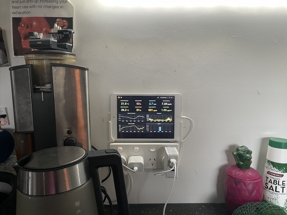 photo of the iPad mini first gen mounted above a kitchen counter